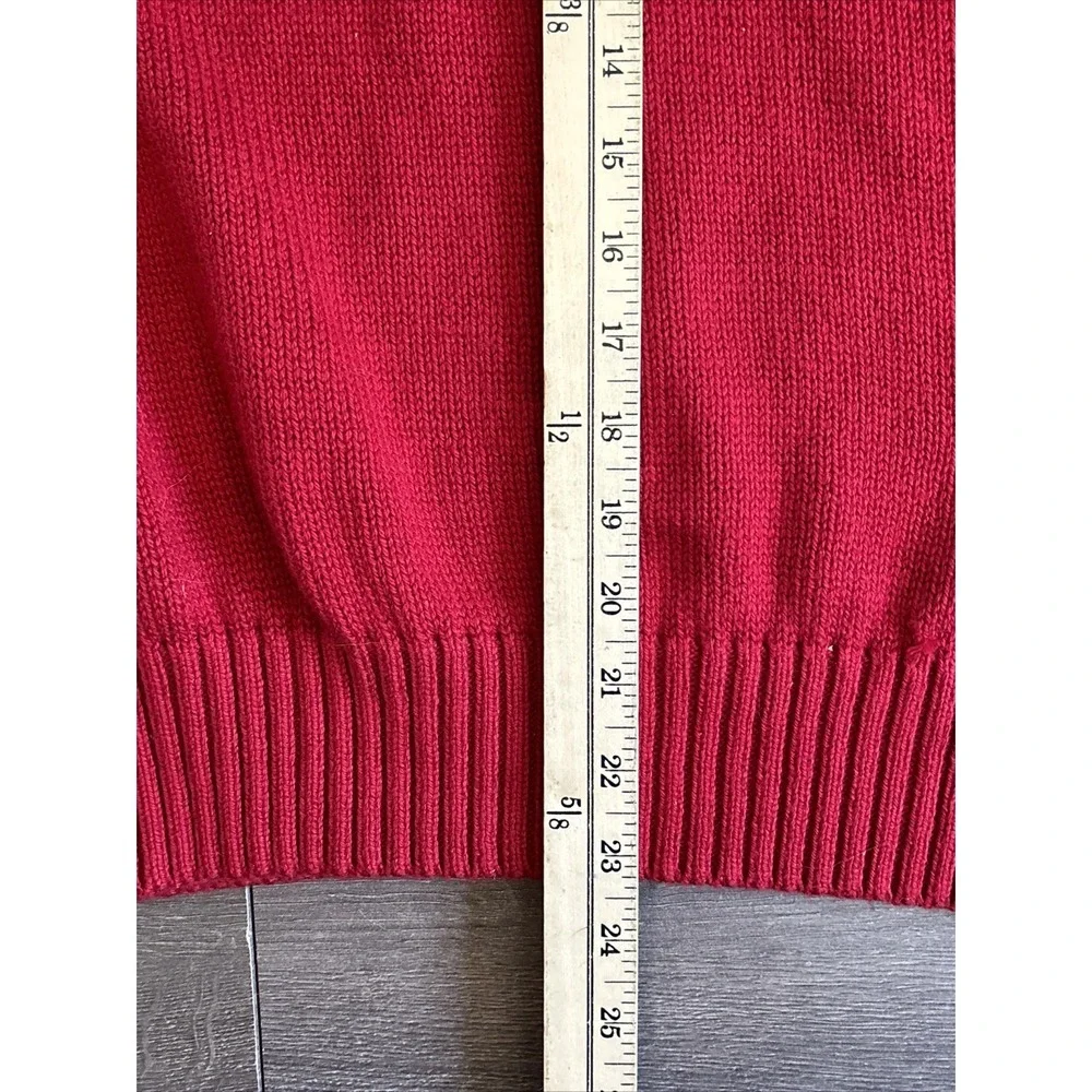 Polo Ralph Lauren Pima Cotton‎ Sweater mens size L Red Ribbed Thick Crewneck EUC